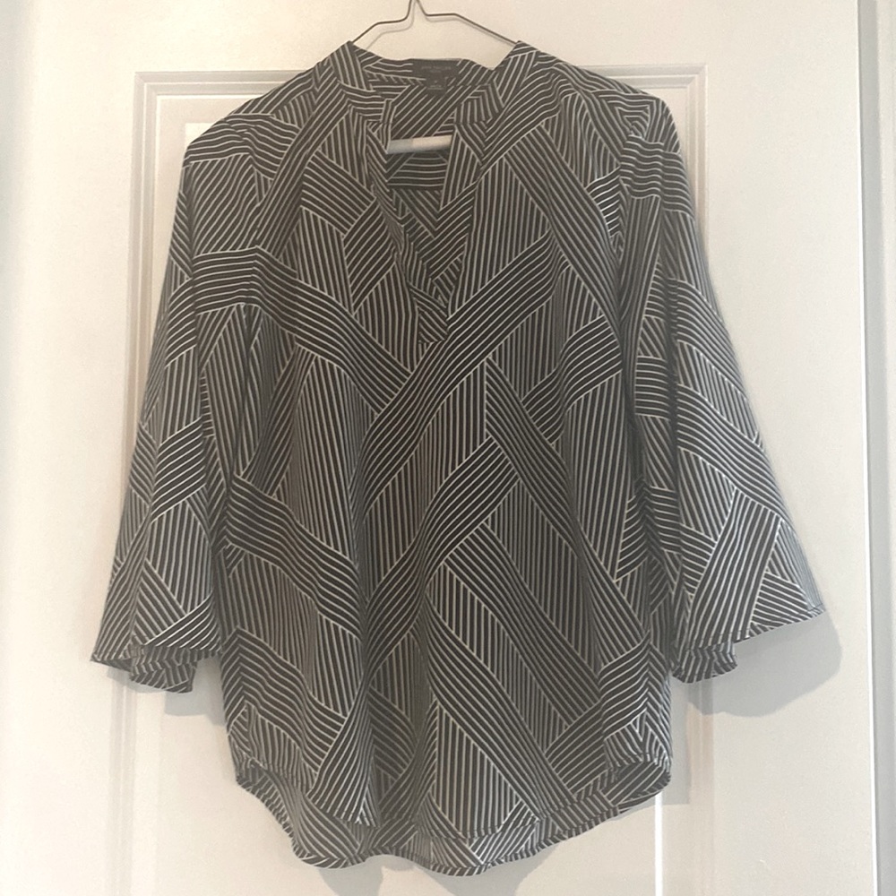 Ann Taylor black and white striped blouse